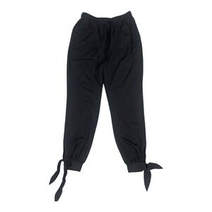 Doe & Rae Black Tie Cuff Jogger Pants Small NWT Elastic Waist Bow Detail Pockets
